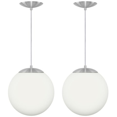 Kit 2 Pendentes Orby Bola Globo Grande 23 cm Escovado