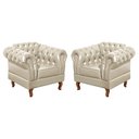 Ver imagem 4 de Sofá 2 Lugares Com 2 Poltronas Chesterfield Capitonê Dom Pedro - Couríssimo Bege