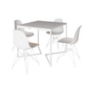 Ver imagem 2 de Mesa Industrial Quadrada Jantar Branca 90cm Base V com 4 Cadeiras Brancas Eames Eiffel Ferro Branco