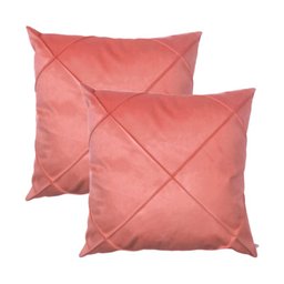 Kit 2 Capas para Almofada Drapeada em Veludo Quadrada 60x60 Várias Cores Cor:rosa Coral - 1