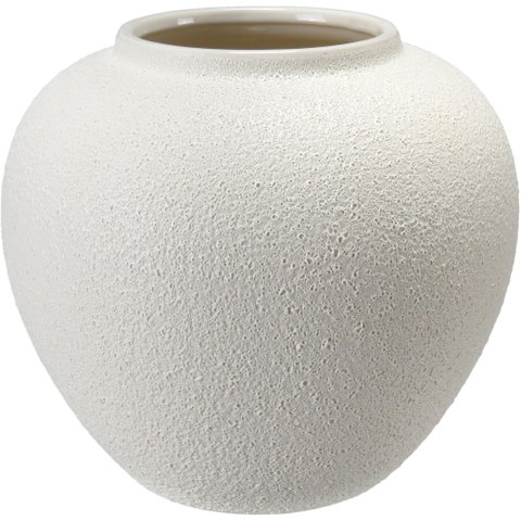 Vaso Decorativo de Cerâmica Marfim 22x20x20cm Enfeite Sala Mesa Estante Aparador
