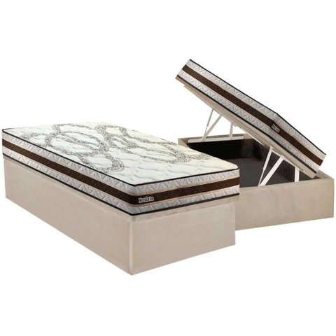 Conjunto Box Baú Solteiro: Colchão Espuma Paropas D45 Resiste Hotel Douface + Base Crc Suede Clean