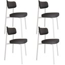 Ver imagem 1 de Kit 04 Cadeiras Estofada para Sala de Jantar Astrid Branco C01 Linho Preto - Lyam Decor