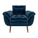 Ver imagem 2 de Poltrona Decorativa Confortável Pés em Madeira Maciça Xangai Veludo Azul Matrix