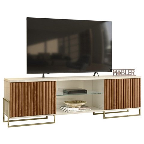 Rack Bancada TV 75 Metha 180 cm Cinamomo Mell Off White MBL