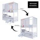 Ver imagem 6 de Treliche Casinha Reta com Grade Removível Escorregador e Cortina Madeira Maciça Branco/ Rosa