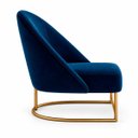 Ver imagem 2 de Poltrona Decorativa Estofada Veludo Base Metálica Industrial Lua Dourada – Paraná Metal:Azul Notte
