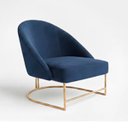 Ver imagem 1 de Poltrona Decorativa Estofada Veludo Base Metálica Industrial Lua Dourada – Paraná Metal:azul Notte