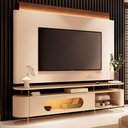 Ver imagem 1 de Conjunto Painel Nobre C/led e Bancada Ária Tv até 85 Polegadas Off White/castanho G26 - Hb Móveis