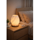 Ver imagem 2 de Luminária de Mesa Flora Base de Madeira Rústica Teca 3cm Espessura