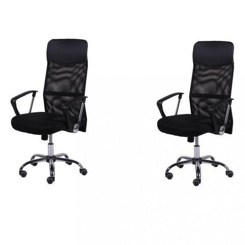 Kit 2 Cadeiras Escritorio Presidente com Relax Tela Mesh Corino 3307 Preto