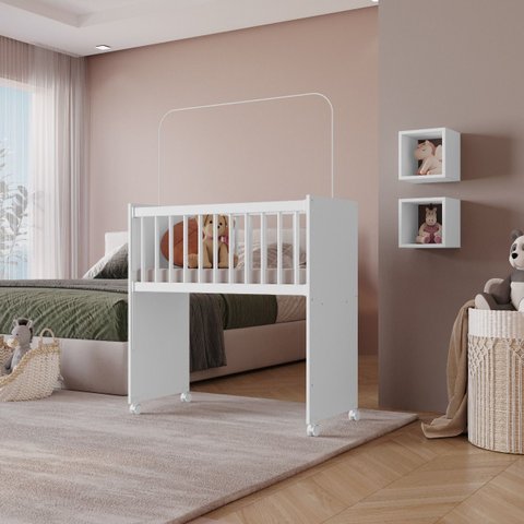 Berço Conforto Premium C/rodízios e Grade Móvel - Branco