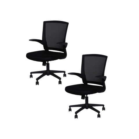 Kit 2 Cadeiras Escritorio Diretor Giratoria Tela Mesh Milão 3314 Preto