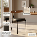 Ver imagem 4 de Cadeira Sala de Jantar Kit 8 Lizzie Base Tubular Preto Encosto Castanho PU D03 - D'Rossi