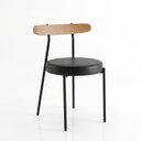 Ver imagem 6 de Cadeira Sala de Jantar Kit 8 Lizzie Base Tubular Preto Encosto Castanho PU D03 - D'Rossi