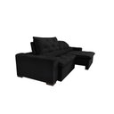 Ver imagem 2 de Sofá Lisboa 3,12m Retrátil, Reclinável com Molas no Assento Tecido Suede Velusoft Preto - Cama