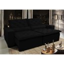 Ver imagem 1 de Sofá Lisboa 3,12m Retrátil, Reclinável com Molas no Assento Tecido Suede Velusoft Preto - Cama