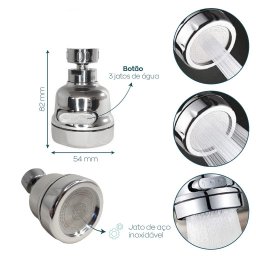 Bico Adaptador Arejador Universal 3 Jatos Torneiras 360graus - 2