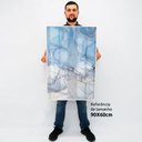 Ver imagem 2 de Quadro Decorativo Caixa Alta com Vidro Abstrato Mármore Azul Claro TaColado Moldura Madeira 90 x 60c