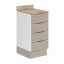 Ver imagem 2 de Balcão Planejado 4 Gavetas 40cm com Tampo com Rodapé Ipanema CabeCasa MadeiraOriginals Branco/Fend