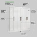 Ver imagem 5 de Guarda Roupa Casal 6 Portas e 3 Gavetas Prático - Branco