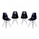 Ver imagem 1 de Kit 4 Cadeiras Base Cromada Dkr Preto