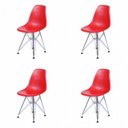Ver imagem 1 de Kit 4 Cadeiras Vermelho Base Cromada Dkr 