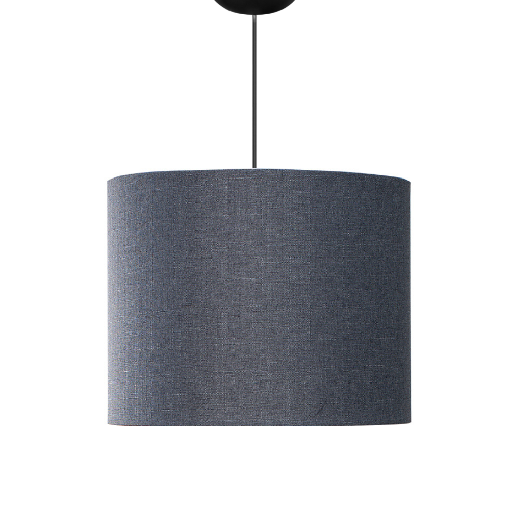 Lustre Pendentre de Linho Iluminação Sala Quarto Luxo:cinza Chumbo/fio Preto