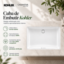 Ver imagem 2 de Cuba para Banheiro Kohler Ladena Embutir Branca 52x35cm + Válvula Cromada Click Dck - 2215BR-0-Dck-
