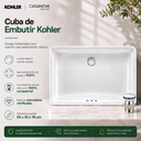 Ver imagem 4 de Cuba para Banheiro Kohler Ladena Embutir Branca 52x35cm + Válvula Cromada Click Dck - 2215BR-0-Dck-