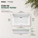 Ver imagem 5 de Cuba para Banheiro Kohler Ladena Embutir Branca 52x35cm + Válvula Cromada Click Dck - 2215BR-0-Dck-