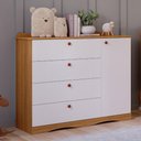 Ver imagem 1 de Cômoda Infantil 100% MDF com 1 Porta e 4 Gavetas 119,5cm Multimóveis Crper-CMO016 Madeirado/Branco