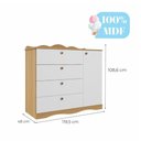 Ver imagem 4 de Cômoda Infantil 100% MDF com 1 Porta e 4 Gavetas 119,5cm Multimóveis Crper-CMO016 Madeirado/Branco