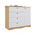 Ver imagem 2 de Cômoda Infantil 100% MDF com 1 Porta e 4 Gavetas 119,5cm Multimóveis Crper-CMO016 Madeirado/Branco