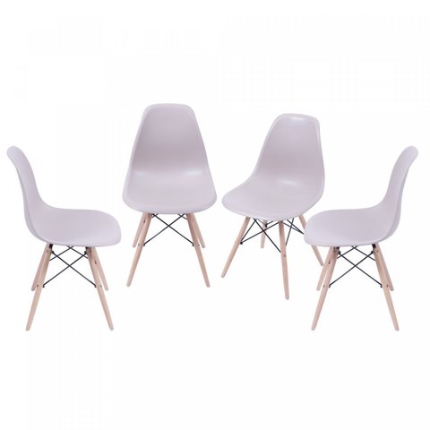 Kit 4 Cadeiras Base Madeira Eames Dkr