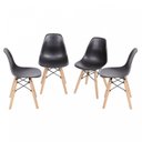 Ver imagem 1 de Kit 4 Cadeiras Base Madeira Eames Dkr Preto