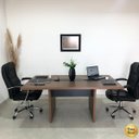 Ver imagem 2 de Mesa para Escritório para Reunião com 2 Tomadas Nogal/preto