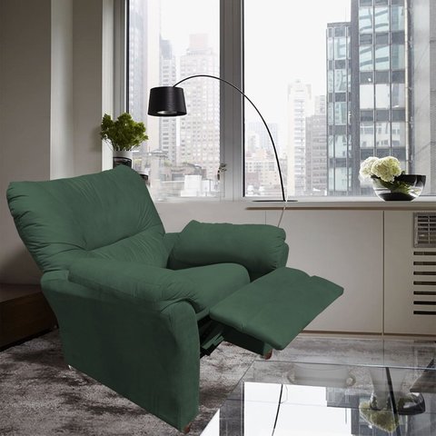 Poltrona Reclinável Manu Amamentação Bebe Quarto Sala  Suede  Verde