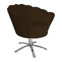 Ver imagem 3 de Poltrona Estofada Decorativa 1 Lugar Base Giratória de Metal Pétala Suede Marrom - LM DECOR