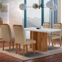 Ver imagem 1 de Sala de Jantar Mesa Olímpia 120CM MDF Canto Reto com 4 Cadeiras Carol Moderna
