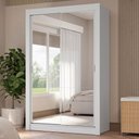 Ver imagem 1 de Guarda-roupa Solteiro 2 Portas de Correr com Espelhos 4 Gavetas Branco Vivare Plus Madesa Branco