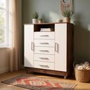 Ver imagem 3 de Comoda Isabele 5 Gav 2 Portas Chocolate/off White