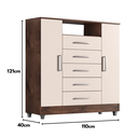Ver imagem 6 de Comoda Isabele 5 Gav 2 Portas Chocolate/off White