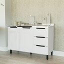 Ver imagem 1 de Balcão de Cozinha Meena 120x81cm com 3 Gavetas e 2 Portas Branco 250013