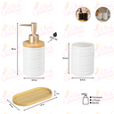 Ver imagem 3 de Kit Lavabo Banheiro Bambu Saboneteira Líquida Escova / 885