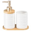 Ver imagem 1 de Kit Lavabo Banheiro Bambu Saboneteira Líquida Escova / 885