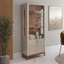 Ver imagem 6 de Cristaleira de Vidro e Madeira sem Espelho 180x74cm Jade Lukaliam Off White/jequitiba