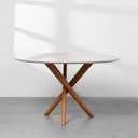 Ver imagem 2 de Conjunto Mesa de Jantar Thai Redonda Off White com 4 Cadeiras Lalá Cognac - 1,20m Interlar Móveis