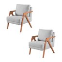 Ver imagem 1 de Kit 2 Poltronas Mona Linho Cinza - Kimi Design