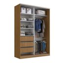 Ver imagem 6 de Guarda-Roupa Casal 2 Portas de Correr 2 Espelhos 3 Gavetas MDF Aura 165cm Marrom Freijó Natura